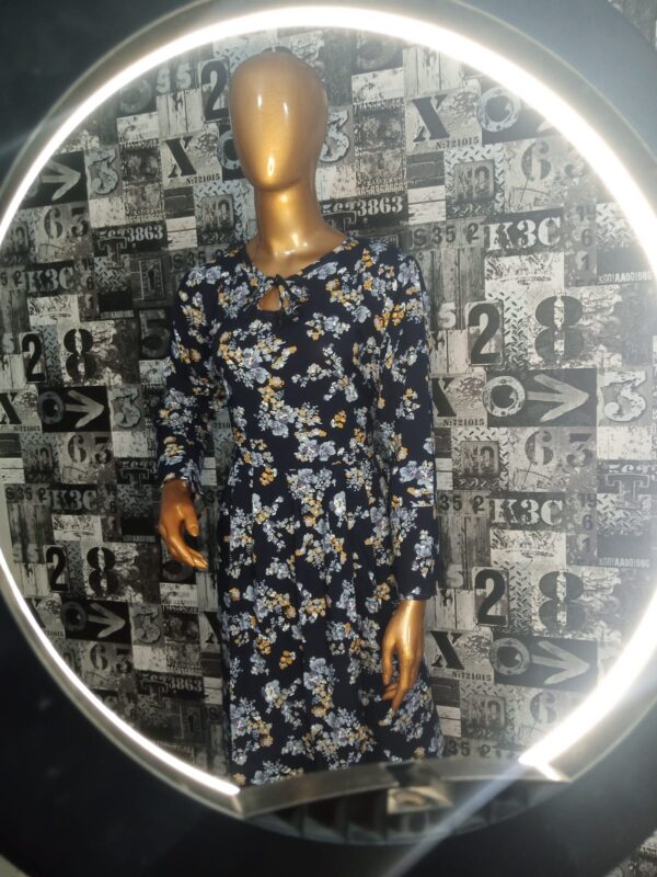 ladies frock blue multi colour flowers print