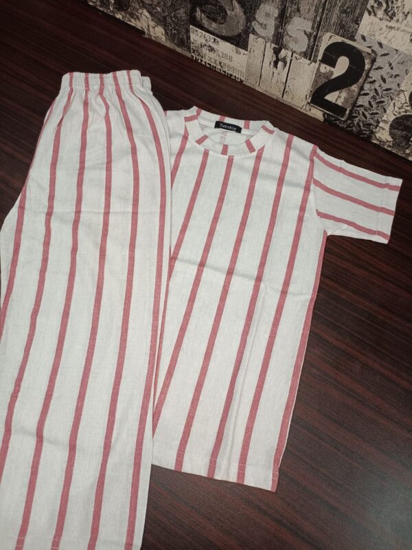 Pinkish Strip kids night suit