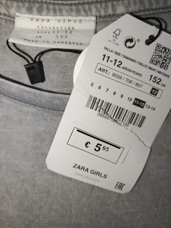 Zara Girls T-shirts Crop Style In Grey Colour