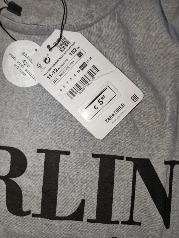Zara Girls T-shirts Crop Style In Grey Colour