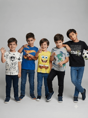 Pack of 5 Random Branded T-Shirts For Boys